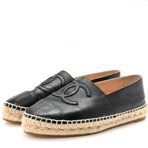 Chanel Lambskin CC Black 40 Espadrilles Shoes